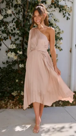 Reverse Sale Evening|Sale Dresses^Brooklyn One Shoulder Midi Dress - Champagne