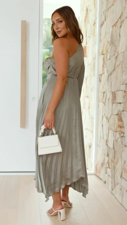 Reverse Sale Evening|Sale Dresses^Brooklyn One Shoulder Midi Dress - Olive