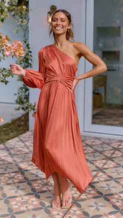 Reverse Sale Evening|Sale Dresses^Brooklyn One Shoulder Midi Dress - Copper