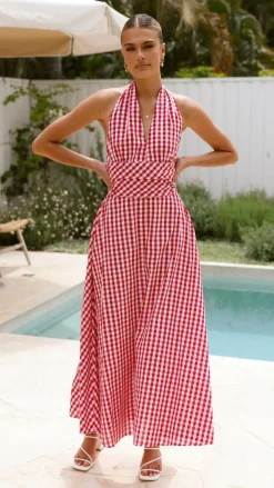 Amore Agencies Sale Dresses|Event Ready Dresses^Brydie Halter Maxi Dress - Gingham Red