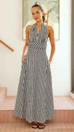 Amore Agencies Sale Dresses^Brydie Halter Maxi Dress - Gingham Black