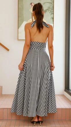 Amore Agencies Sale Dresses^Brydie Halter Maxi Dress - Gingham Black