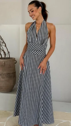 Amore Agencies Sale Dresses^Brydie Halter Maxi Dress - Gingham Black
