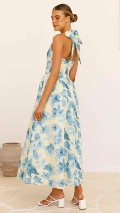 SASHA (BNE) Sale Dresses^Bryony Halter Neck Maxi Dress - Yellow/Blue Floral