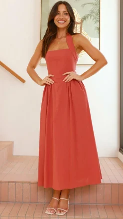 Pink Diamond Dresses|Maxi^Caden Maxi Dress - Rust