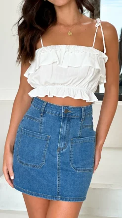 Desire Tops^Cadence Crop - White