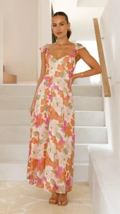 LILYWHYT Dresses|Maxi^Calais Maxi Dress - Orange Floral