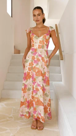 LILYWHYT Dresses|Maxi^Calais Maxi Dress - Orange Floral