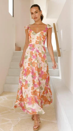 LILYWHYT Dresses|Maxi^Calais Maxi Dress - Orange Floral