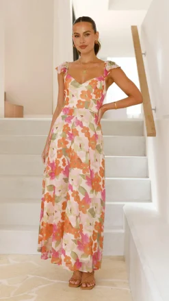 LILYWHYT Dresses|Maxi^Calais Maxi Dress - Orange Floral