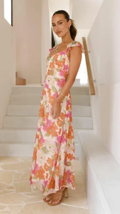 LILYWHYT Dresses|Maxi^Calais Maxi Dress - Orange Floral