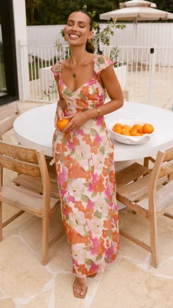 LILYWHYT Dresses|Maxi^Calais Maxi Dress - Orange Floral