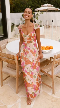 LILYWHYT Dresses|Maxi^Calais Maxi Dress - Orange Floral