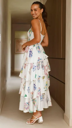Iris Maxi Sale Dresses^Camisha Frill Maxi Dress - Vase Print
