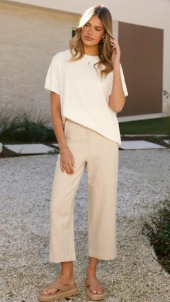 Burans Bottoms^Cammie Capri Pants - Oat