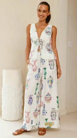 Iris Maxi Sets|Tops^Candella Tie Front Top - Vase Print