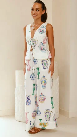 Iris Maxi Sets|Tops^Candella Tie Front Top - Vase Print