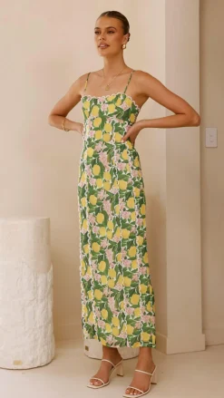 LILYWHYT Dresses|Midi^Carlia Midi Dress - Lemon Print