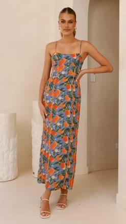 LILYWHYT Dresses|Midi^Carlia Midi Dress - Orange Print