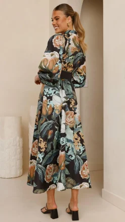 Bubblegum Dresses|Maxi^Carmal Long Sleeve Maxi Dress - Donatella Noir