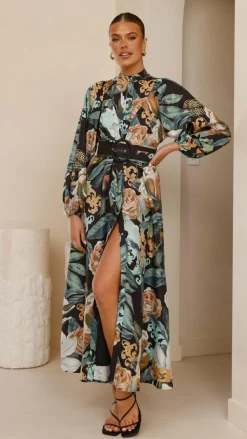 Bubblegum Dresses|Maxi^Carmal Long Sleeve Maxi Dress - Donatella Noir