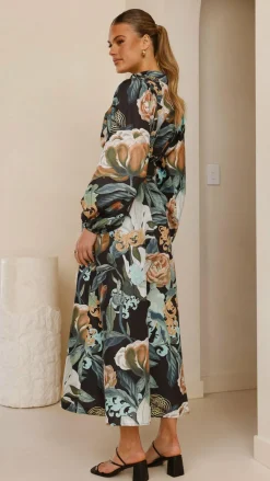 Bubblegum Dresses|Maxi^Carmal Long Sleeve Maxi Dress - Donatella Noir