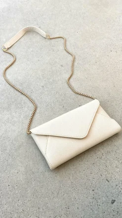 Adorne Bags|The Denim Edit^Carmen Envelope Cross Body Bag - Cream
