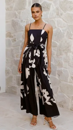 Style State Jumpsuits^Carson Front Split Strapless Jumpsuit - Black Floral
