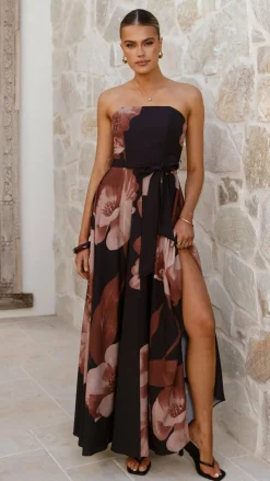 Style State Dresses|Maxi^Carson Maxi Dress - Black/Wine Floral