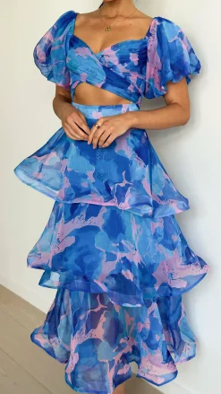 Main St Dresses|Maxi^Casey Maxi Dress - Blue / Pink Print