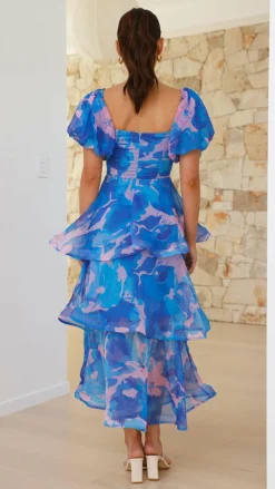 Main St Dresses|Maxi^Casey Maxi Dress - Blue / Pink Print