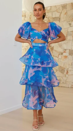 Main St Dresses|Maxi^Casey Maxi Dress - Blue / Pink Print