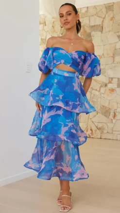 Main St Dresses|Maxi^Casey Maxi Dress - Blue / Pink Print