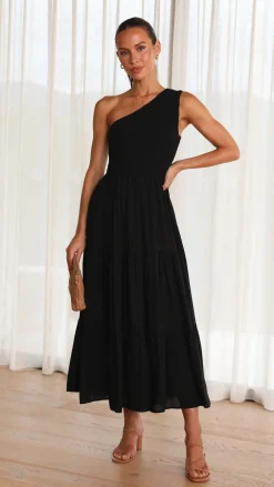 Iris Maxi Dresses|Midi^Cassy Midi Dress - Black