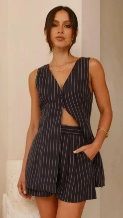 Burans Sets|Tops^Chancellor Button Up Vest - Blue Stripe
