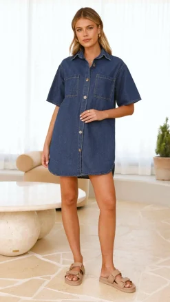By Frankie Denim Dress Edit|The Denim Edit^Chaney Button Up Mini Dress - Dark Denim