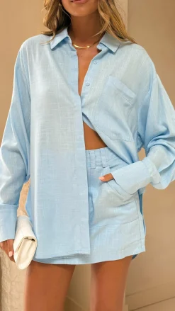 YH AND CO Sets|Tops^Charla Button Up Top - Blue