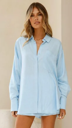 YH AND CO Sets|Tops^Charla Button Up Top - Blue