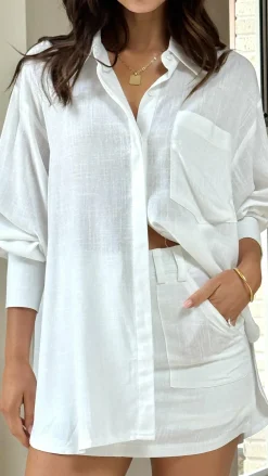 YH AND CO Sets|Tops^Charla Button Up Top - White