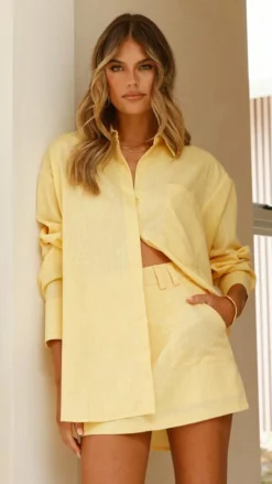 YH AND CO Sets|Tops^Charla Button Up Top - Yellow