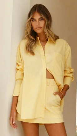YH AND CO Sets|Tops^Charla Button Up Top - Yellow