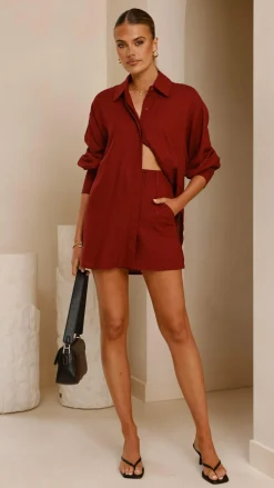 YH AND CO Sets^Charla Mini Skort - Burgundy