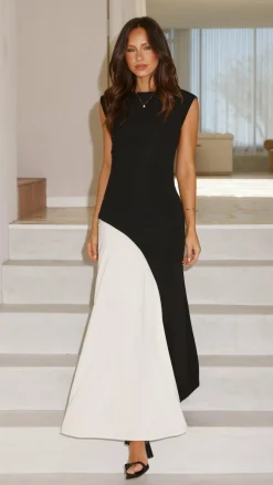 Main St Dresses|Polo^Charlotte Contrast Midi Dress - Black/White