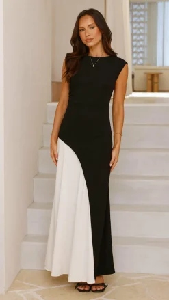 Main St Dresses|Polo^Charlotte Contrast Midi Dress - Black/White