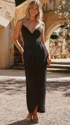 LILYWHYT Mi Amore|Dresses^Charlotte Draped Maxi Dress -Black