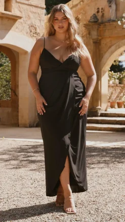 LILYWHYT Mi Amore|Dresses^Charlotte Draped Maxi Dress -Black