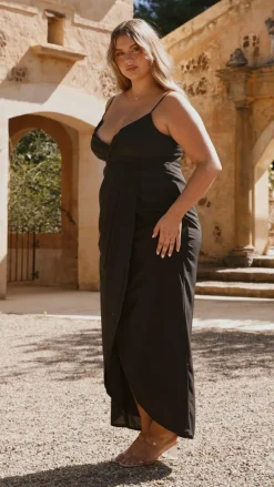 LILYWHYT Mi Amore|Dresses^Charlotte Draped Maxi Dress -Black