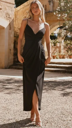 LILYWHYT Mi Amore|Dresses^Charlotte Draped Maxi Dress -Black