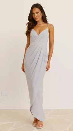 LILYWHYT Sale Evening|Sale Dresses^Charlotte Draped Maxi Dress - Silver