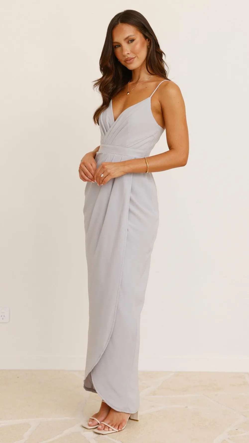 LILYWHYT Sale Evening|Sale Dresses^Charlotte Draped Maxi Dress - Silver